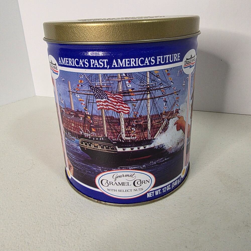 Trails End Popcorn 1992-93 Boston Harbor Old Ironsides Collector Tin Empty